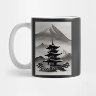 Ukiyo-e Japanese Art - Ink Wash Pagoda Mug